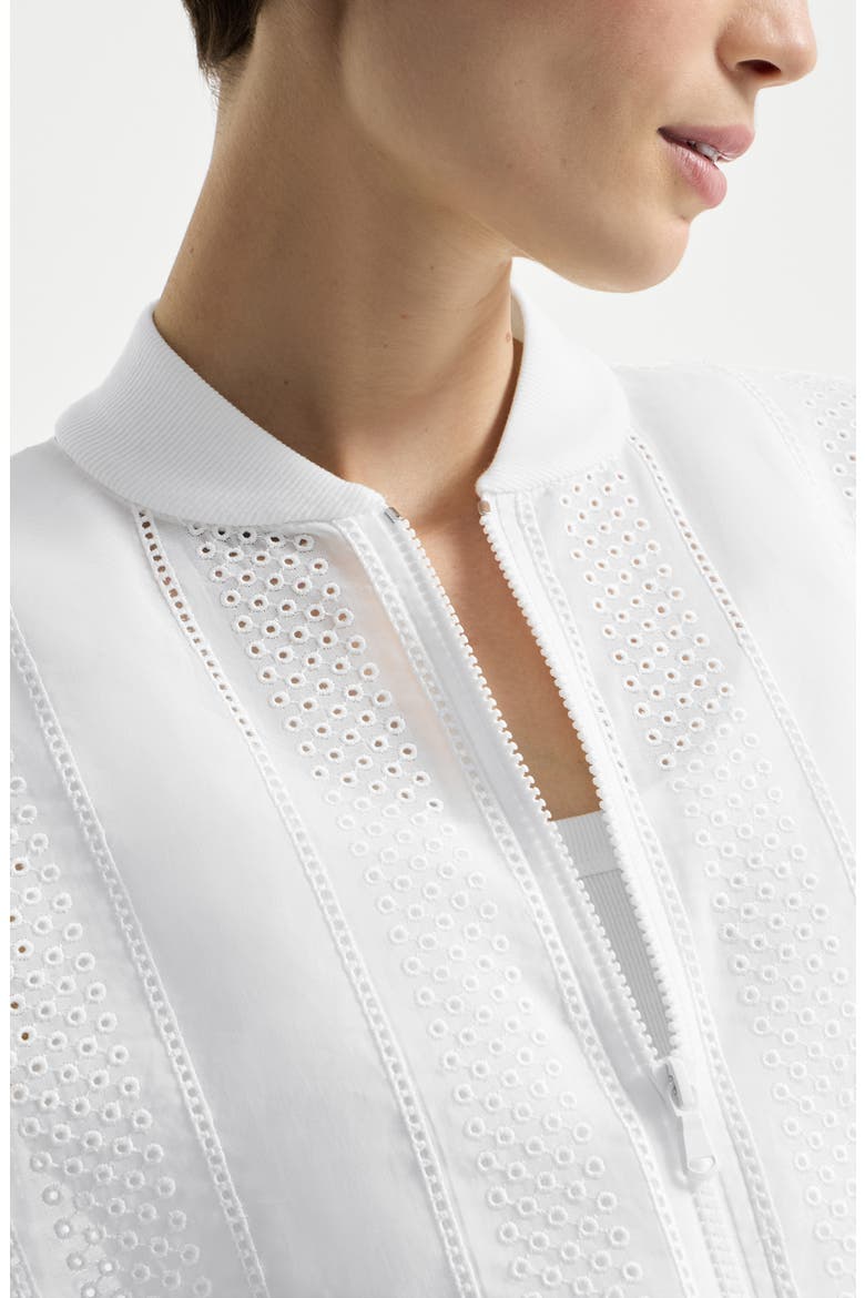 Broderie anglaise bomber jacket, Alternate, color, White