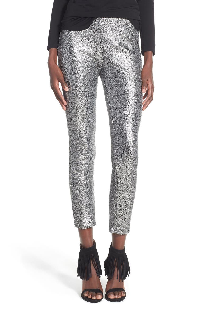 'Shasta' Sequin Leggings, Main, color, SILVER