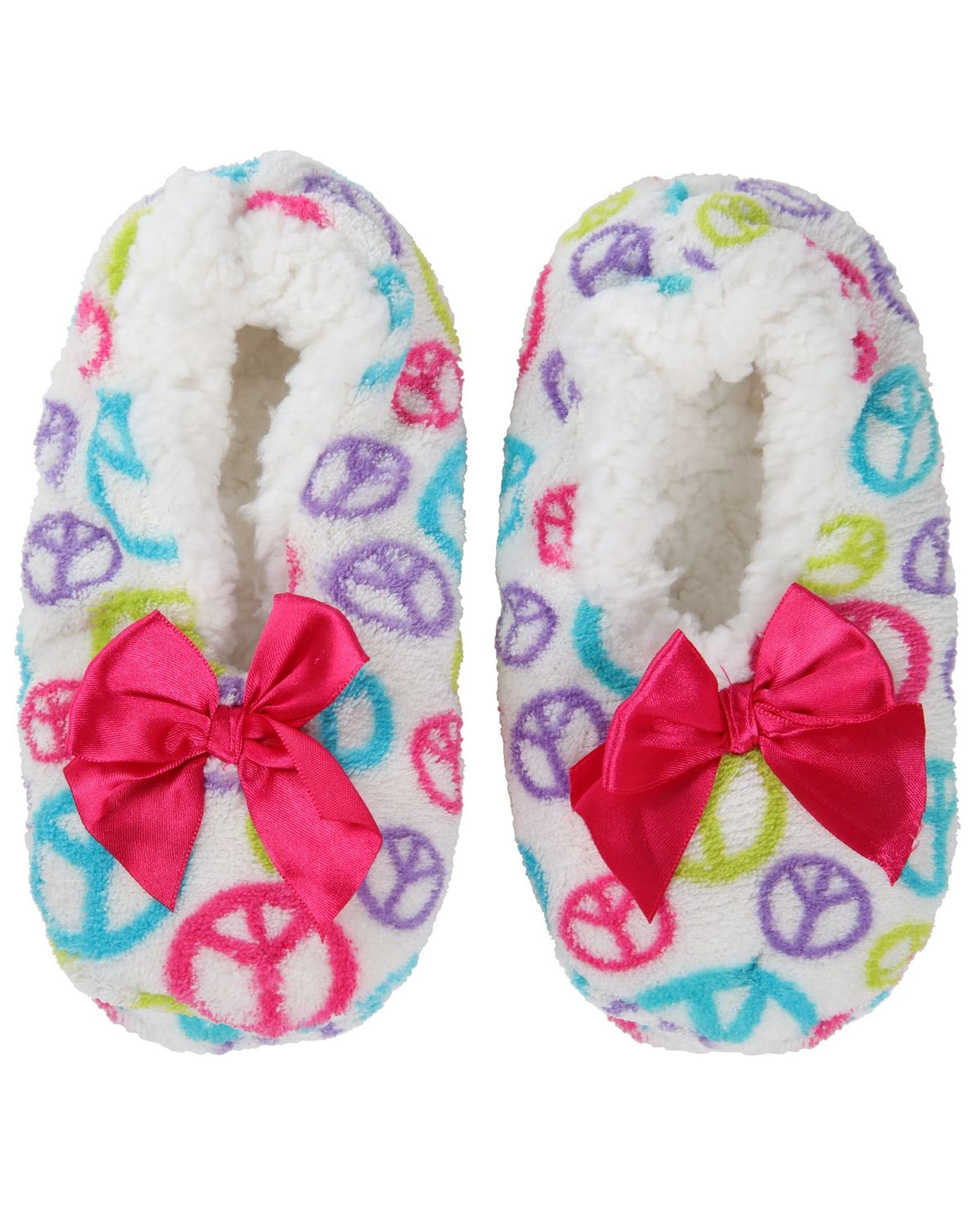 Kids'' Peace Out Nonskid Slippers, Alternate, color, White Multi