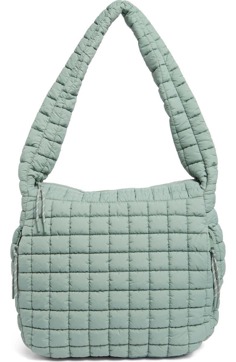 URBAN EXPRESSIONS HANDBAGS Square Quilt Nylon Hobo Bag, Main, color, Sage