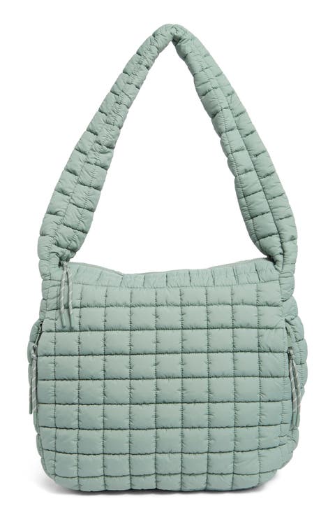Square Quilt Nylon Hobo Bag