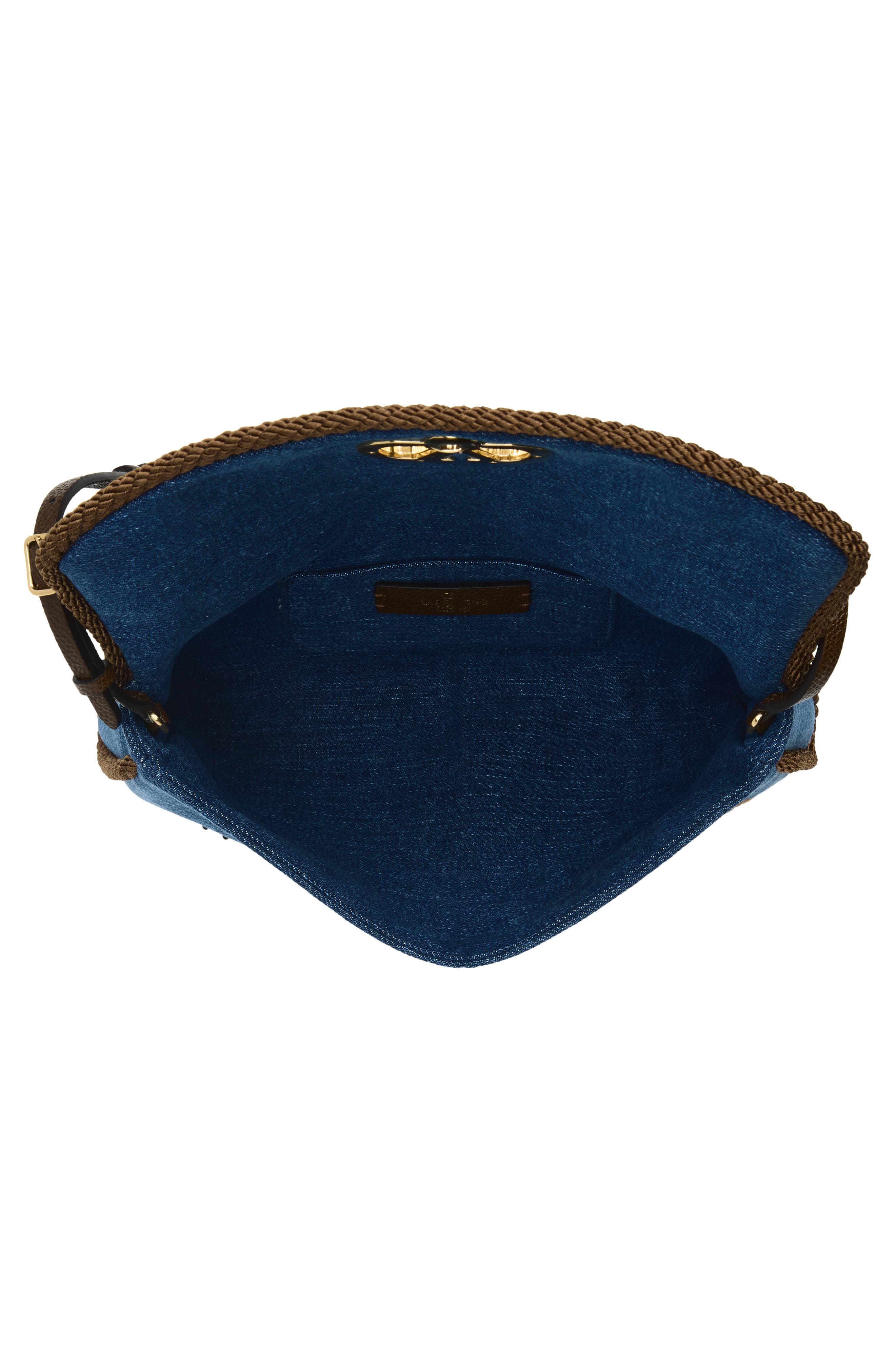Small DeVain Embroidered Denim Shoulder Bag, Alternate, color, BLUE MULTI
