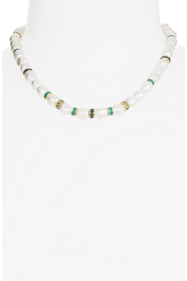 Faux Pearl Beaded Necklace, Alternate, color, WHITE PEARL- COOL MULTI