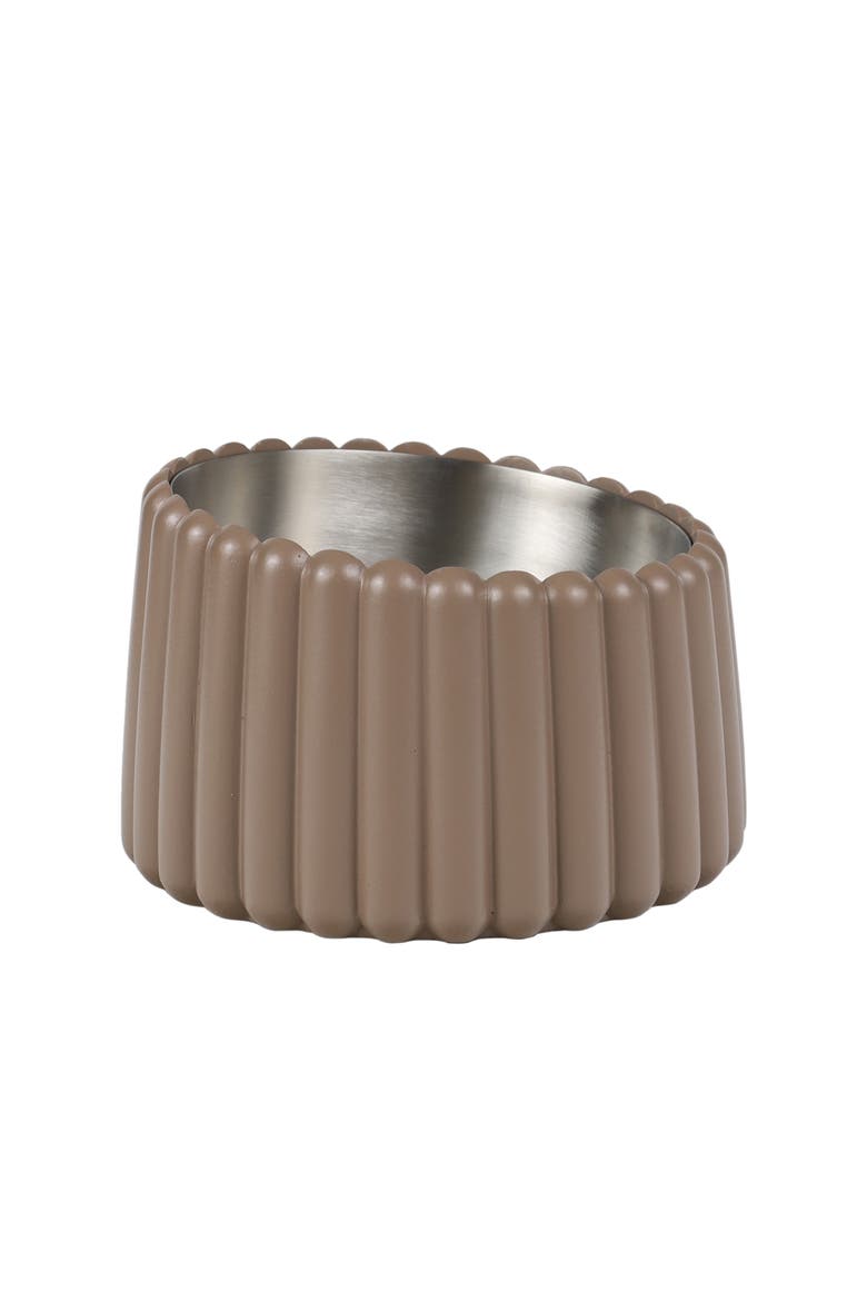 Ripple Ridge Slanted Concrete and Stainless Steel Bowl Pet Feeder, Alternate, color, Brown