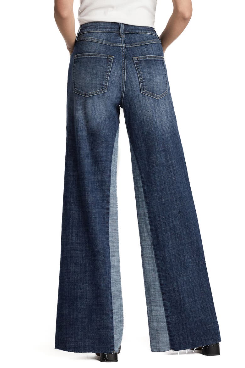 Happy Dual Two-Tone High Waist Wide Leg Jeans, Alternate, color, JERSEY BLUE