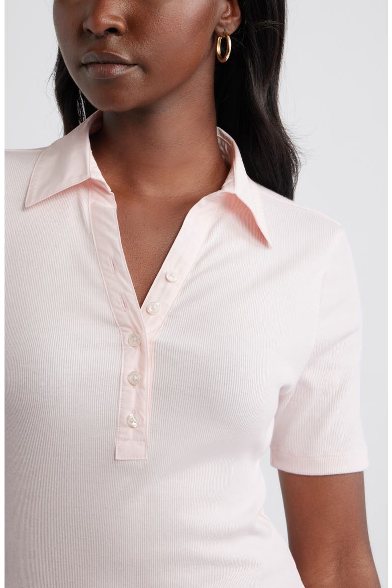 Woven Placket Knit Polo, Alternate, color, PINK ROSEWATER
