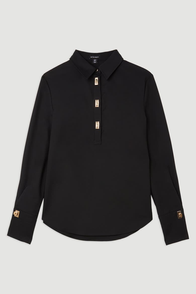 Techno Cotton Gold Clasp Shirt, Alternate, color, Black
