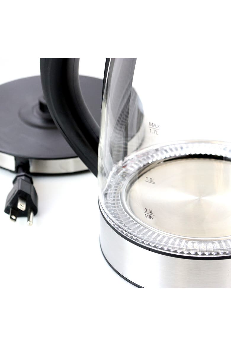 1.7 L Cordless Electric Glass and Stainless Steel Tea Kettle, Alternate, color, Silver