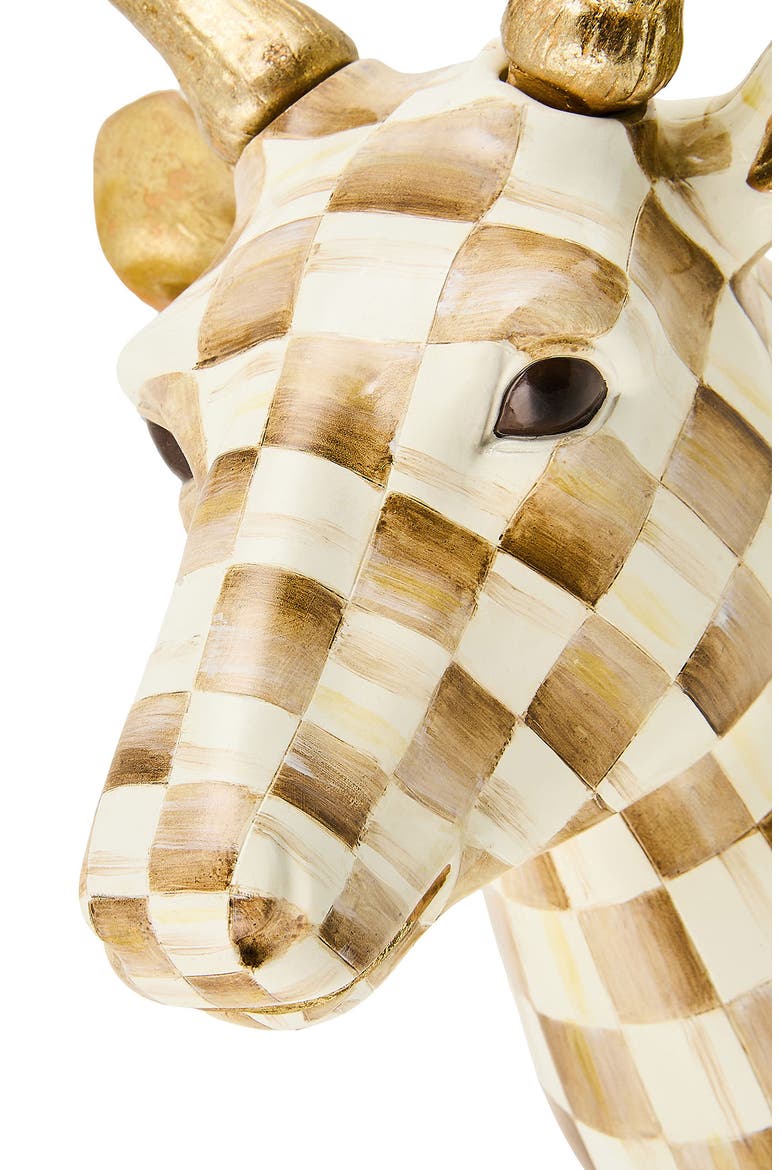 Mocha Check Small Deer Wall Decor, Alternate, color, MOCHA