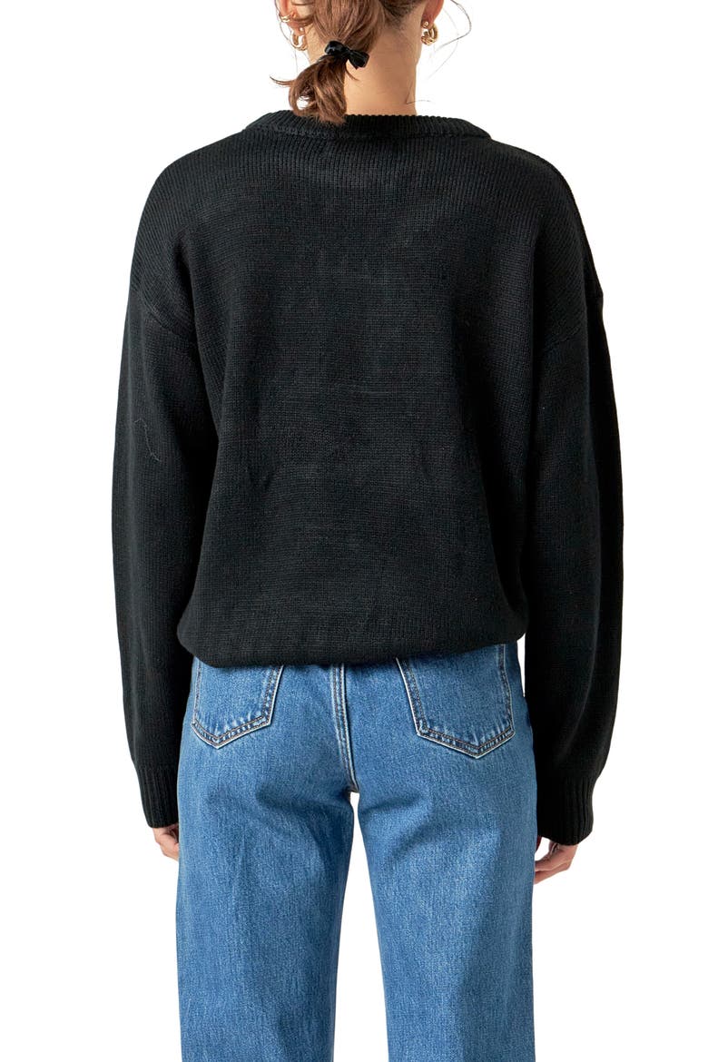 Disco Appliqué Graphic Crewneck Sweater, Alternate, color, BLACK