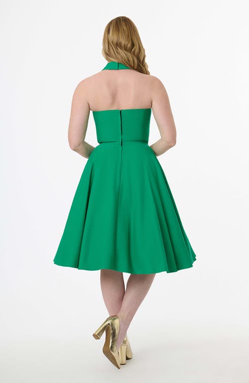 UNIQUE VINTAGE UNIQUE VINTAGE 1950S CRISS CROSS HALTER RITA FLARE DRESS 