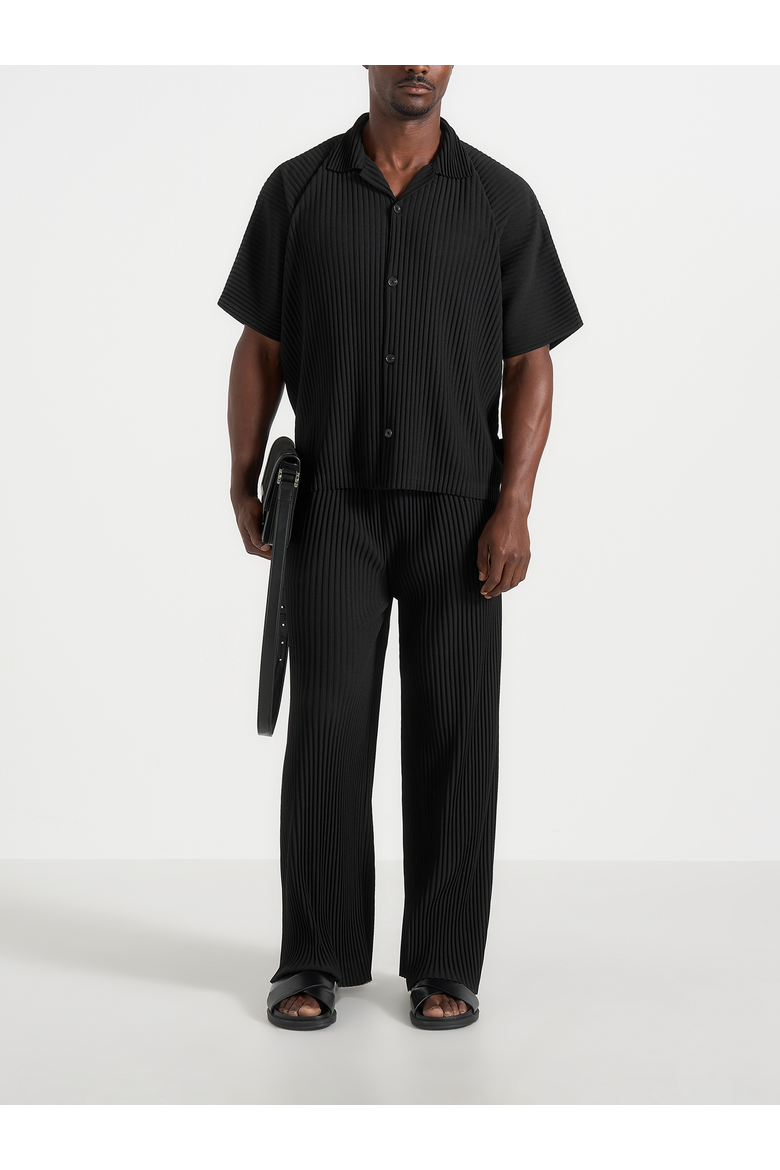 Justin Pleated Boxy Shirt, Main, color, Black
