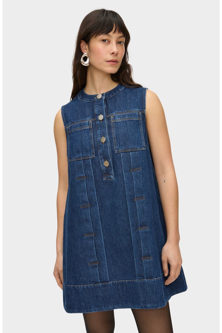 Rory Sleeveless Denim Shift Dress, Alternate, color, OCEAN BLUE
