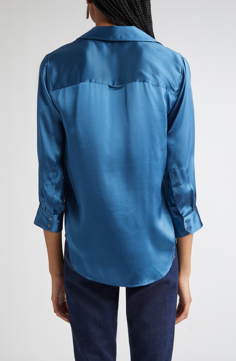 L'AGENCE Dani Silk Charmeuse Blouse, Alternate, color, Stone Blue