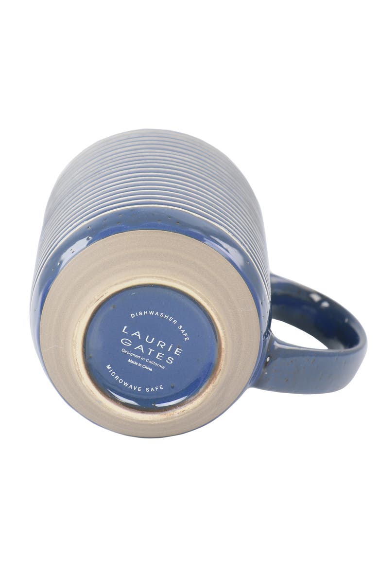 Laurie Gates Madrina 4 Piece 19 Ounce Stoneware Assorted Designs Mug Set, Alternate, color, Blue