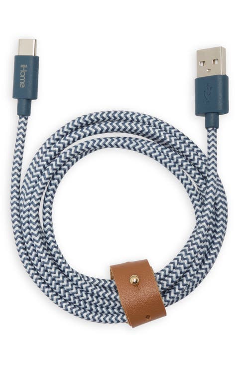 Six-Foot Chevron Braided USB-C to USB-A Charging Cable
