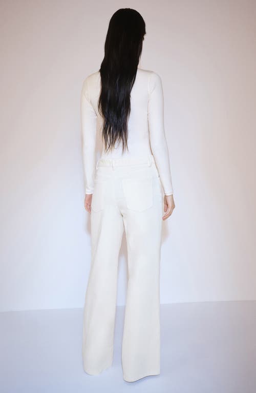 Mango Wide Leg Corduroy Jeans In Ecru