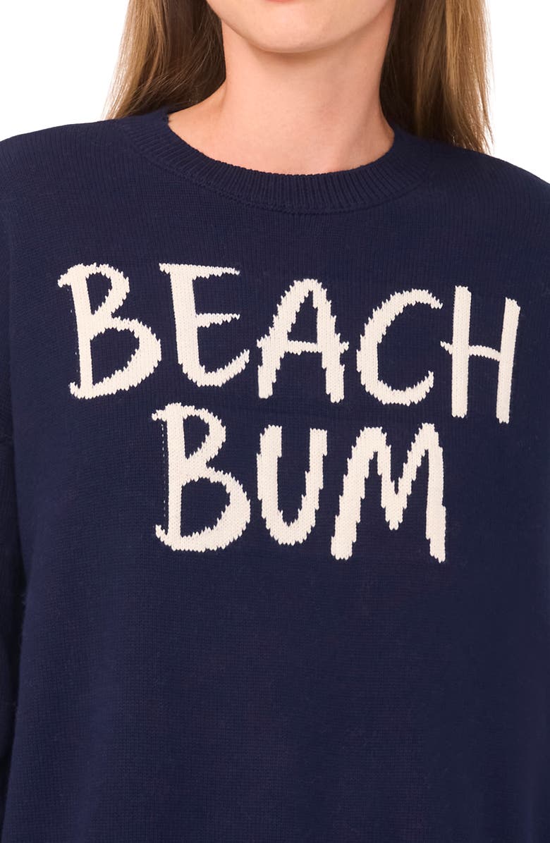 CeCe Beach Bum Cotton Sweater, Alternate, color, Classic Navy