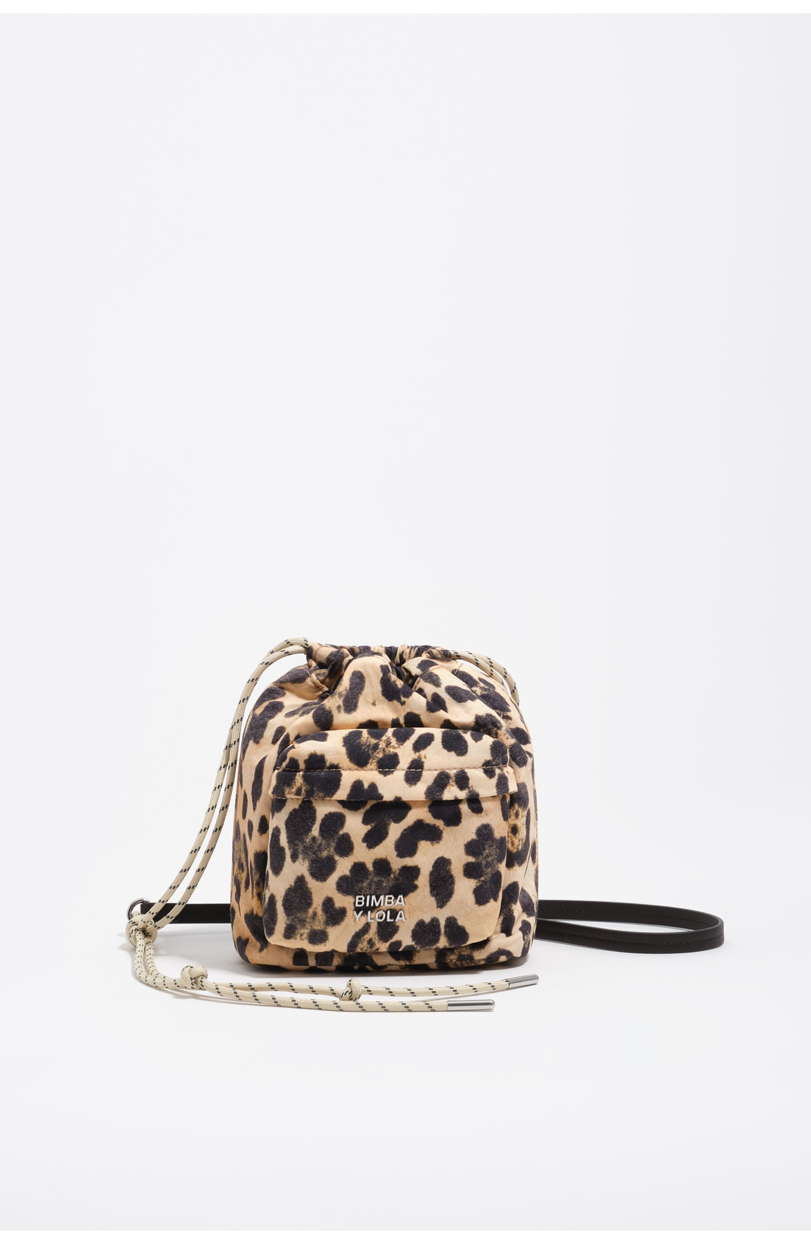 Bimba y Lola Nylon Cord Mini Bag, Main, color, Leopard Natural