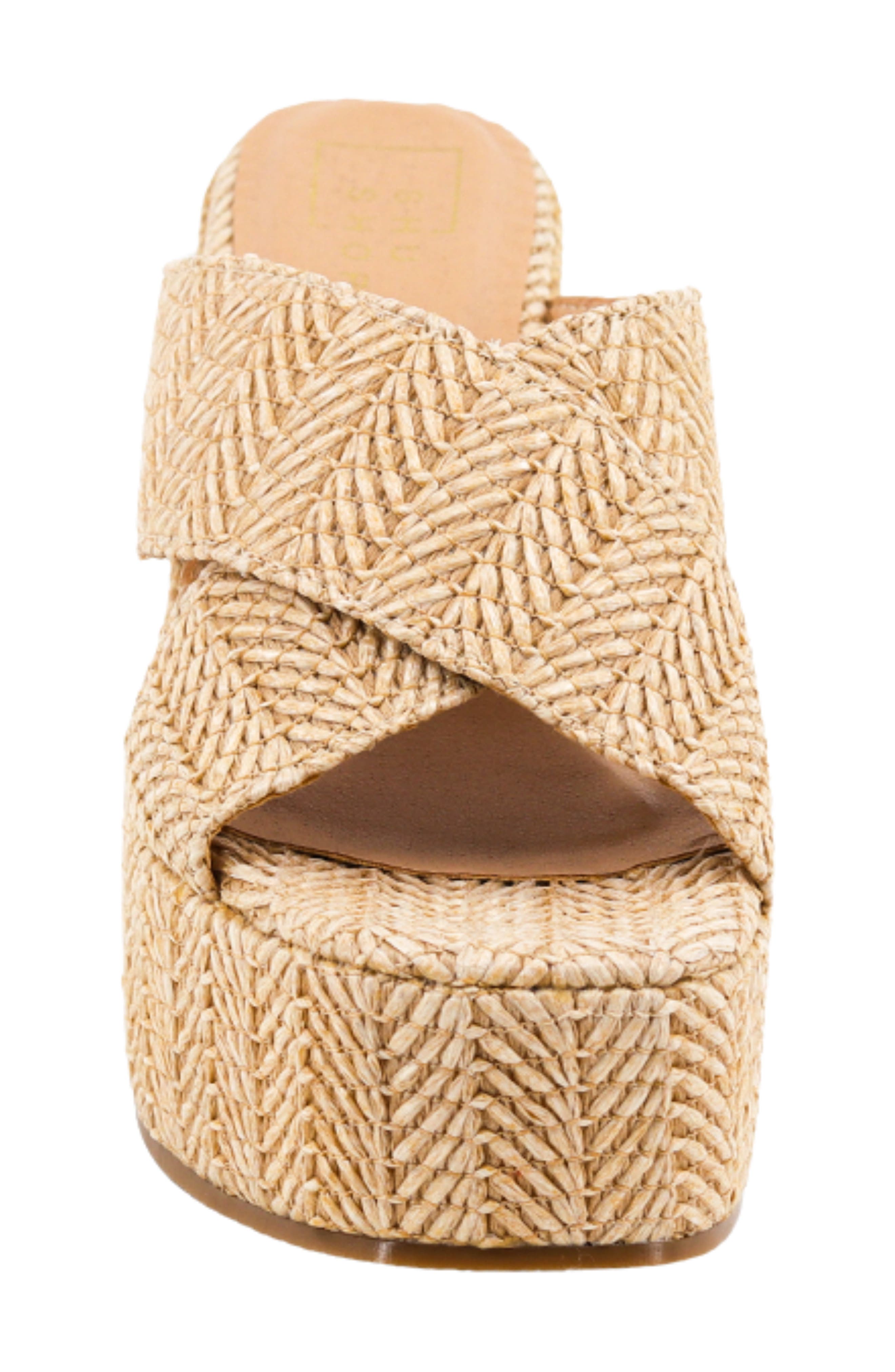 SHUSHOP Ludovica Platform Wedge Slide Sandal, Alternate, color, Natural Woven