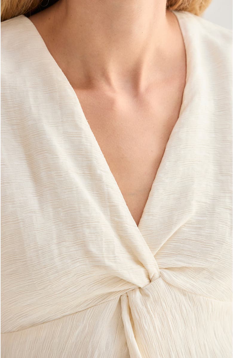 CRESCENT Front Twist Textured Midi Dress, Alternate, color, Cream