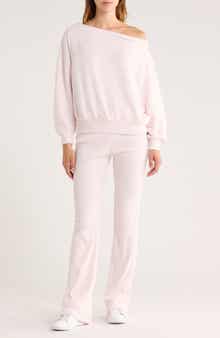 Abound Hacci One-Shoulder Top & Flared Pants Set