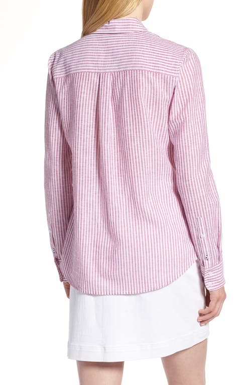 1901 Button Up Stripe Shirt In Pink