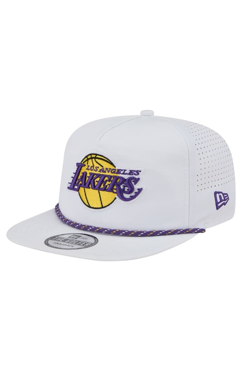 New Era Men's New Era White Los Angeles Lakers Performance Rope Golfer Adjustable Hat, Alternate, color, White