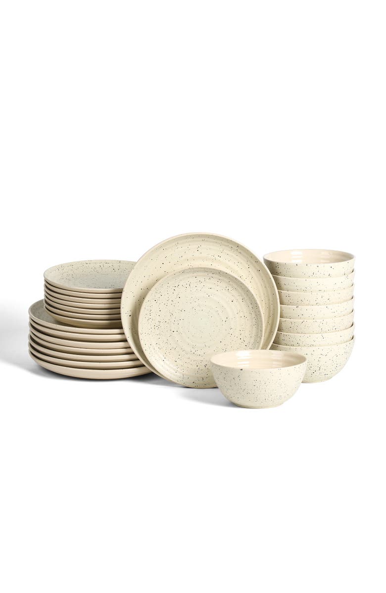Stone Lain Dua Stoneware 24-Piece Dinnerware Set, Main, color, White