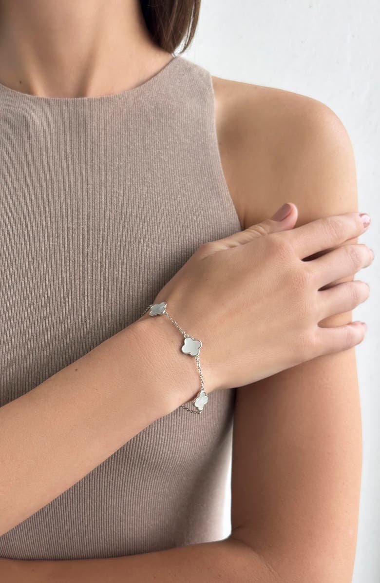 Adornia Mother-of-Pearl Clover Station Bracelet, Alternate, color, 