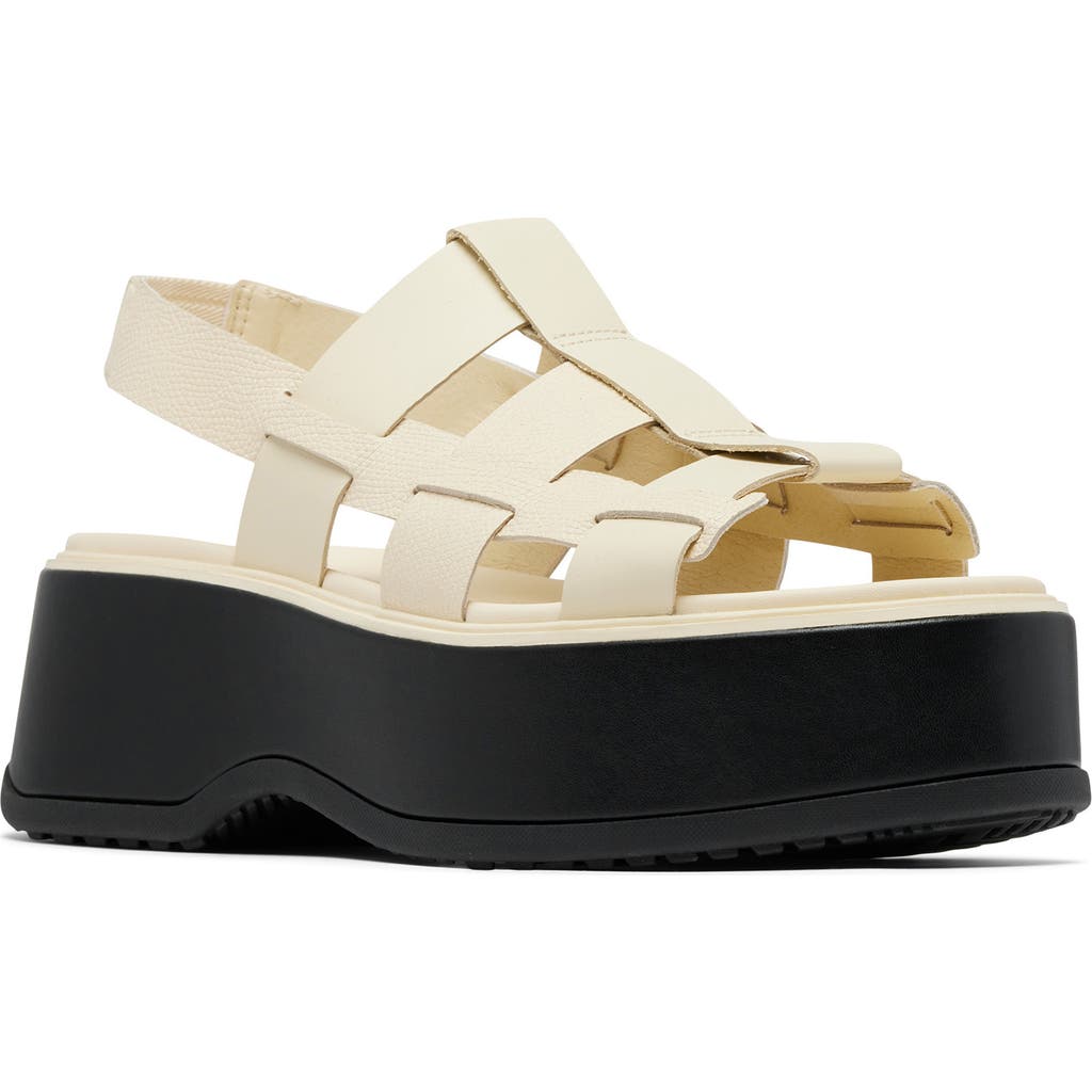 Sorel Dayspring Slingback Platform Sandal In Honey White/black