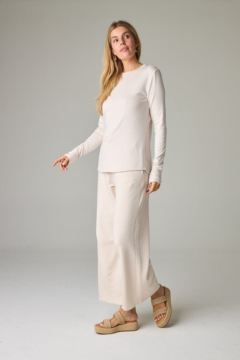 Garda Eco-Luxe Rib Crew-Neck Long Sleeve Top - Ultra Luxe Flow, Alternate, color, Bone