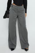 Princess Polly Jinny Pinstripe Buckle Waist Wide Leg Pants