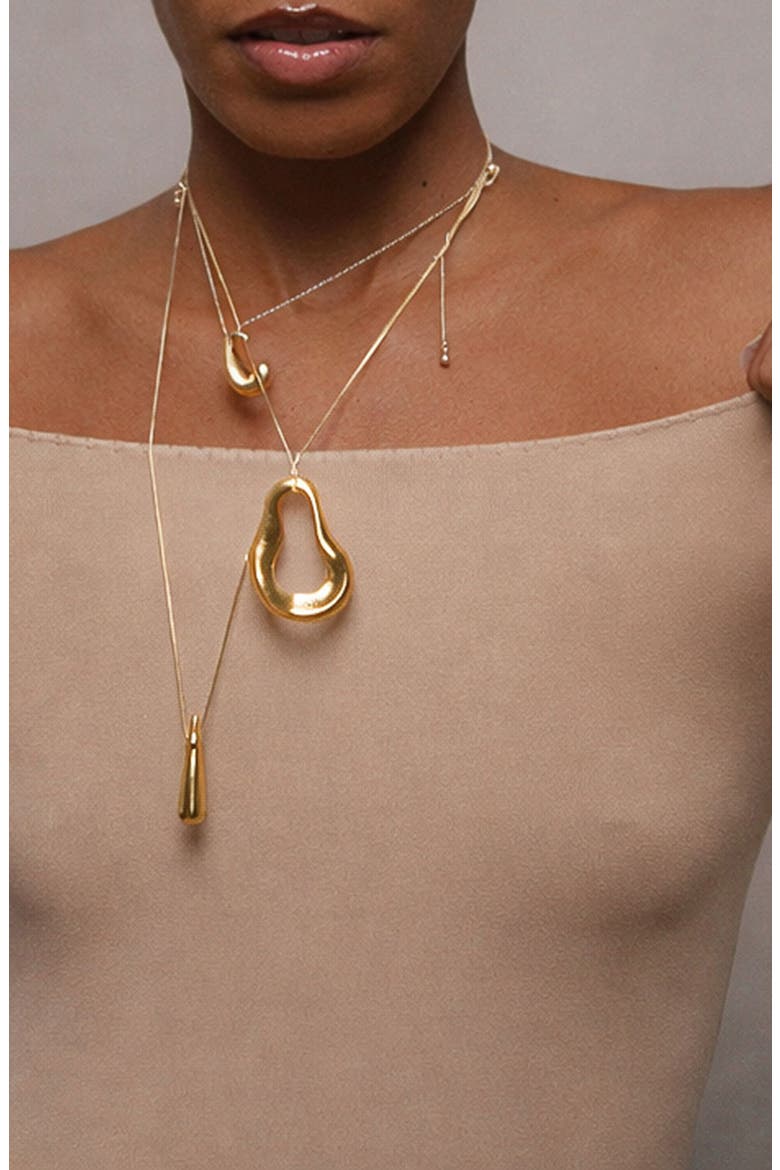 Eos Teardrop Necklace, Alternate, color, Gold
