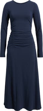 Treasure & Bond Side Ruched Long Sleeve Stretch Cotton Dress