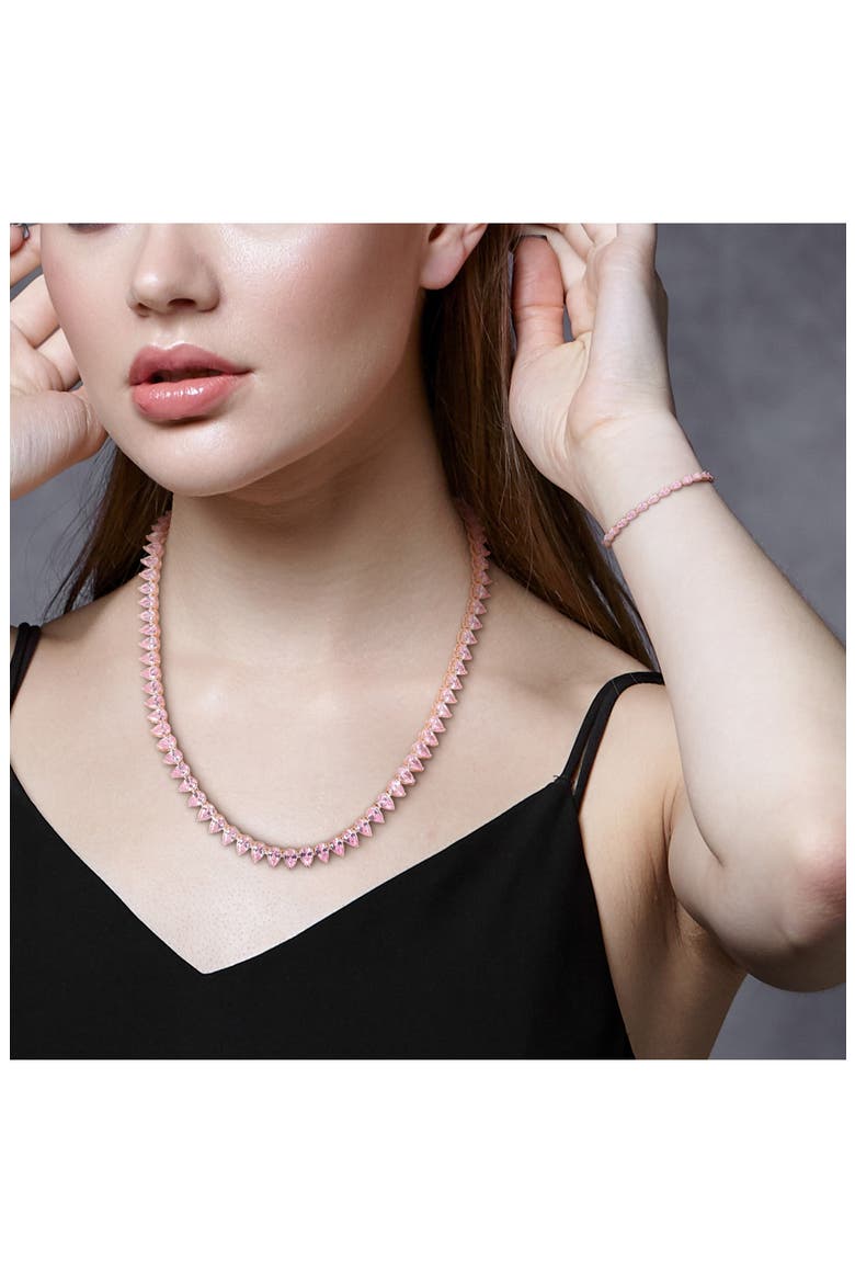 Lab Created Pink Sapphire Tennis Necklace & Bracelet Set, Alternate, color, PINK