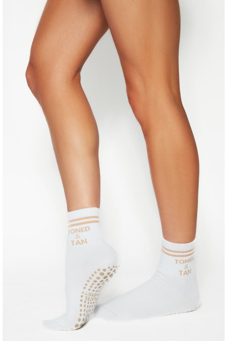 Toned & Tan Assorted 2-Pack Gripper Quarter Socks, Main, color, PACIFIC OCEAN BLUE