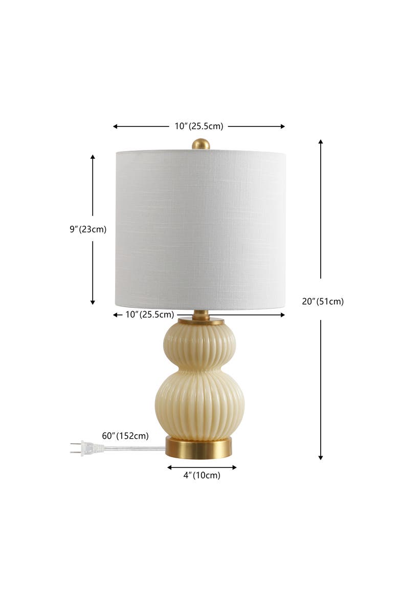 Daphne Ribbed Metal/Glass LED Table Lamp, Alternate, color, Ivory