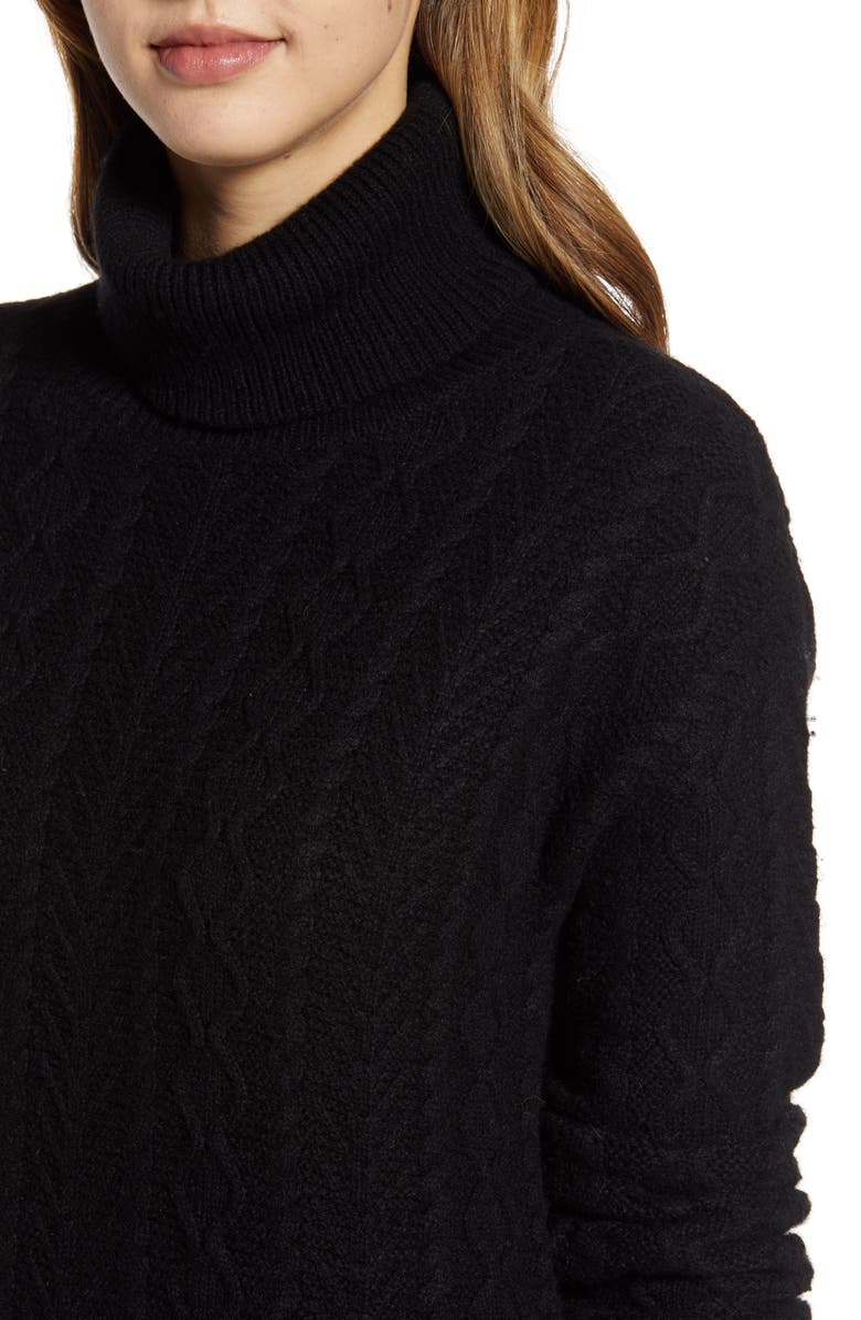 Halogen<sup>®</sup> Cable Turtleneck Tunic Sweater, Alternate, color,