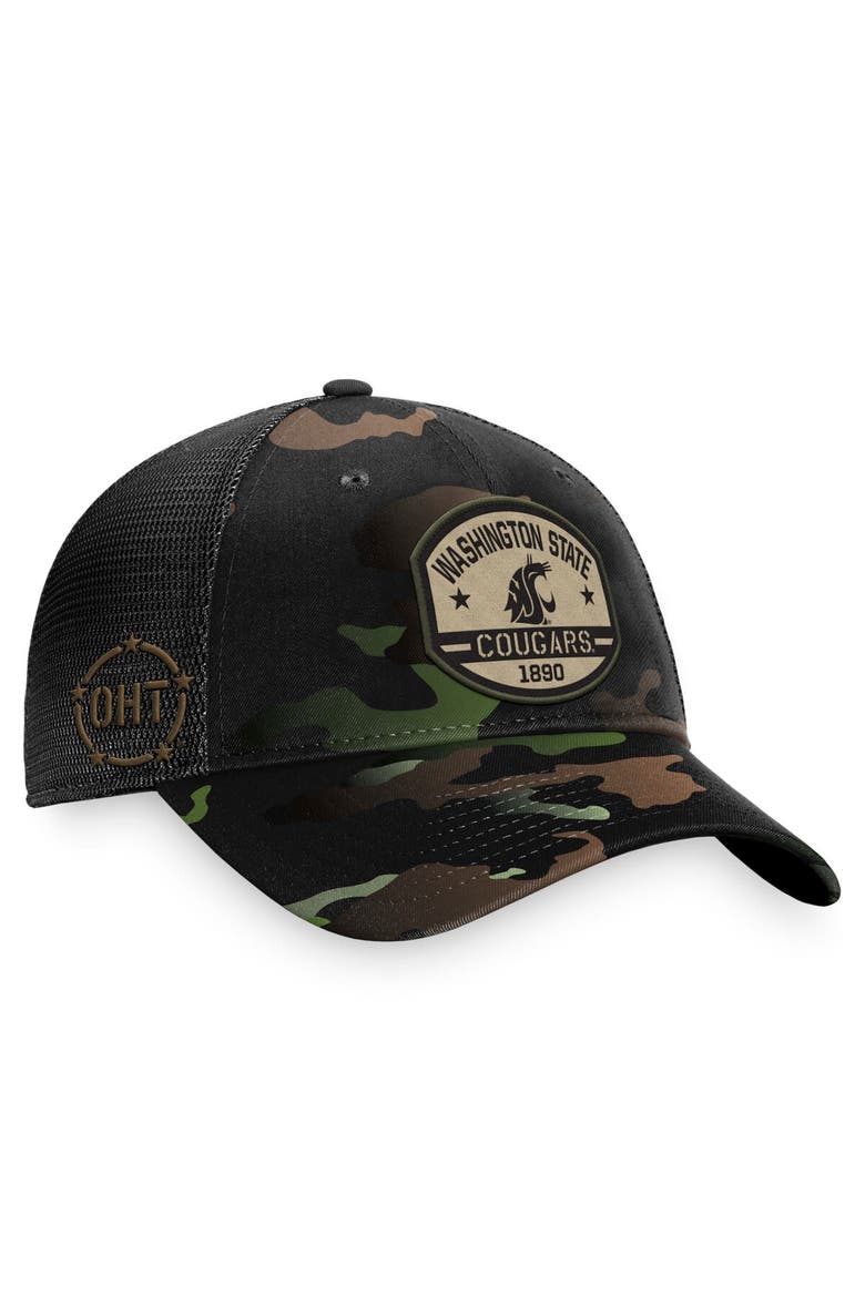 Men's Top of the World Black Washington State Cougars OHT Delegate Trucker Adjustable Hat, Alternate, color, Black
