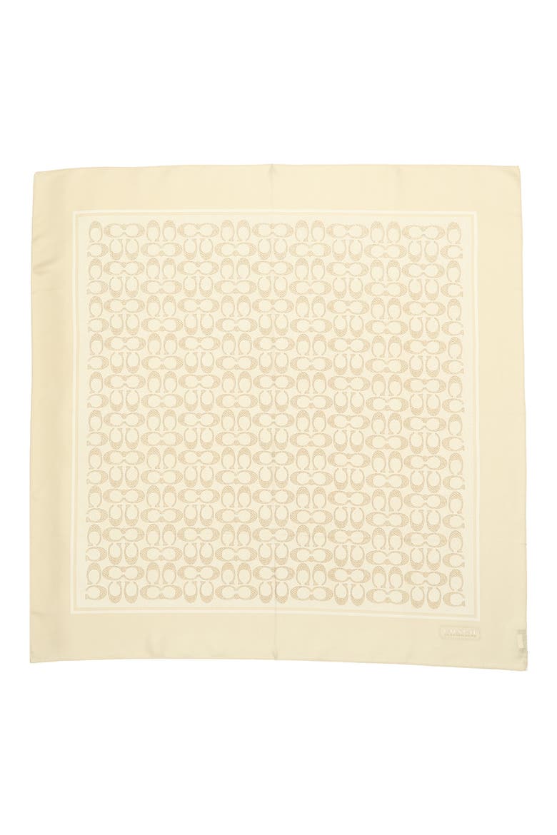 Textured Signature Logo Square Silk Scarf, Main, color, CHALK