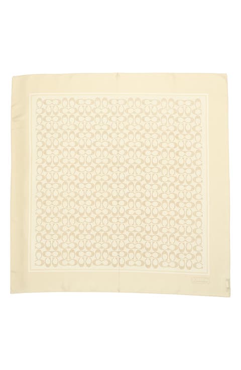 Textured Signature Logo Square Silk Scarf