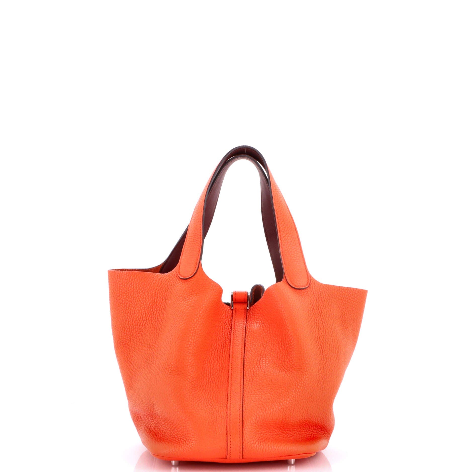 Pre-Owned Hermes Eclat Picotin Lock Bag Clemence MM, Alternate, color, Orange Poppy