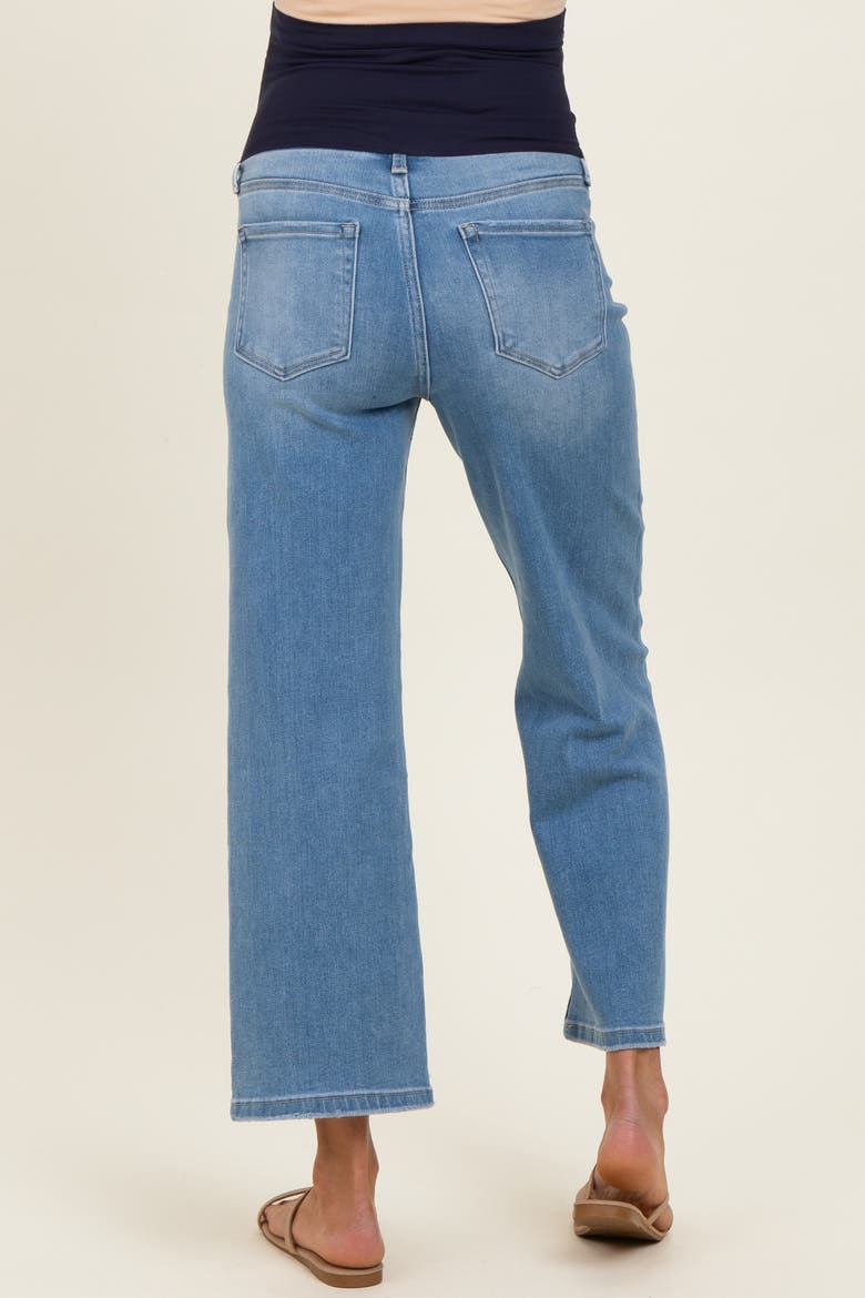 Medium Wash Cropped Wide Leg Maternity Jeans, Alternate, color, Blue