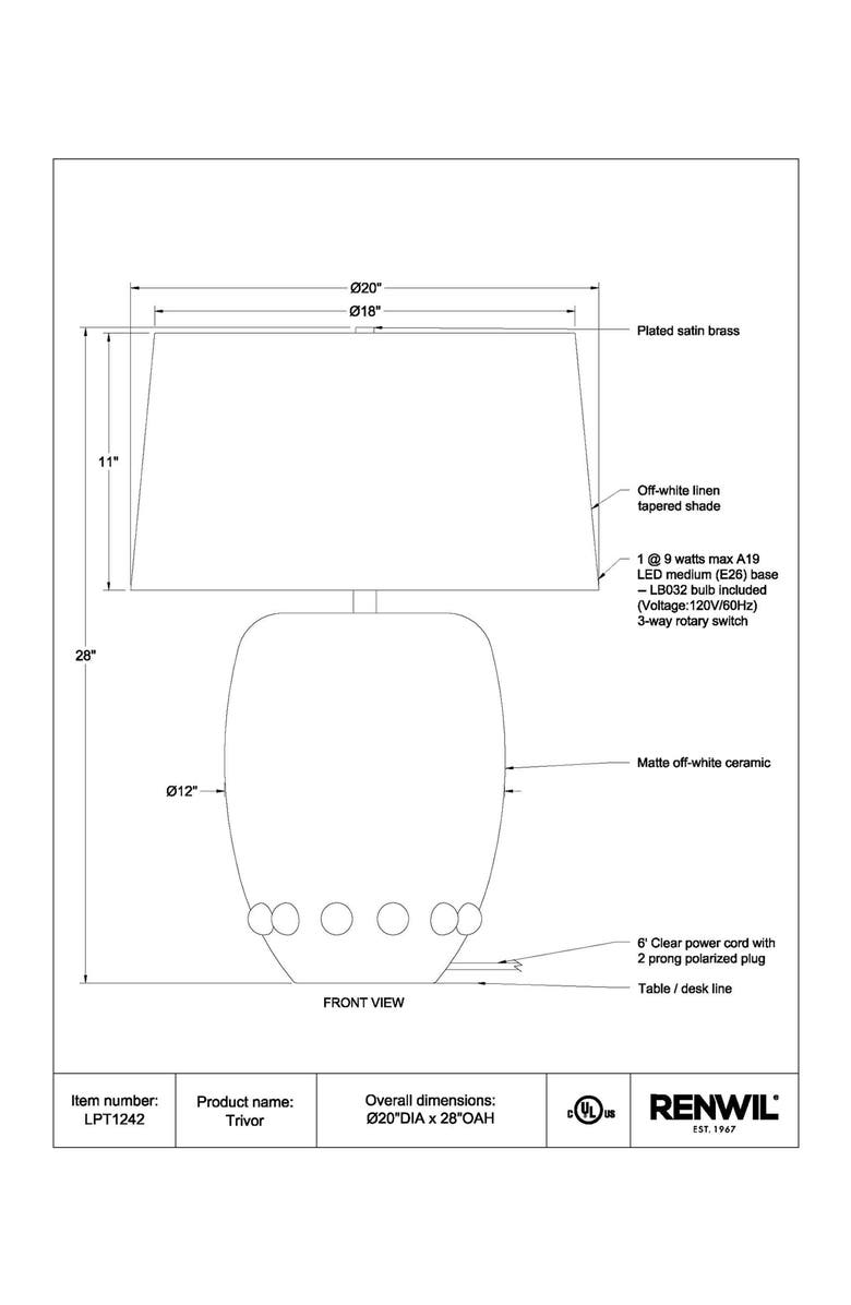 Renwil Trivor Table Lamp, Alternate, color, 
