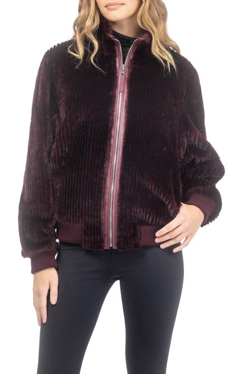 Reversible Grooved Genuine Shearling Insignia Bomber Jacket
