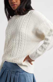 BP. Oversize Cotton Blend Cable Sweater