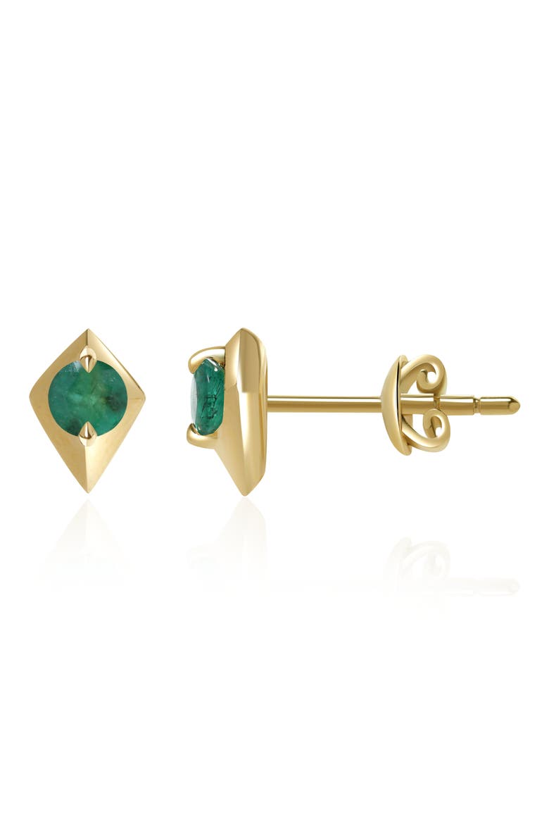 Elegance Emerald Geometric Stud Earrings, Alternate, color, 14K YELLOW GOLD