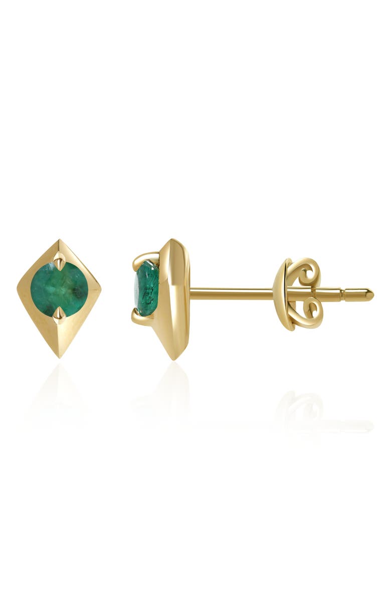 VALANI ATELIER Elegance Emerald Geometric Stud Earrings, Alternate, color, 14K Yellow Gold