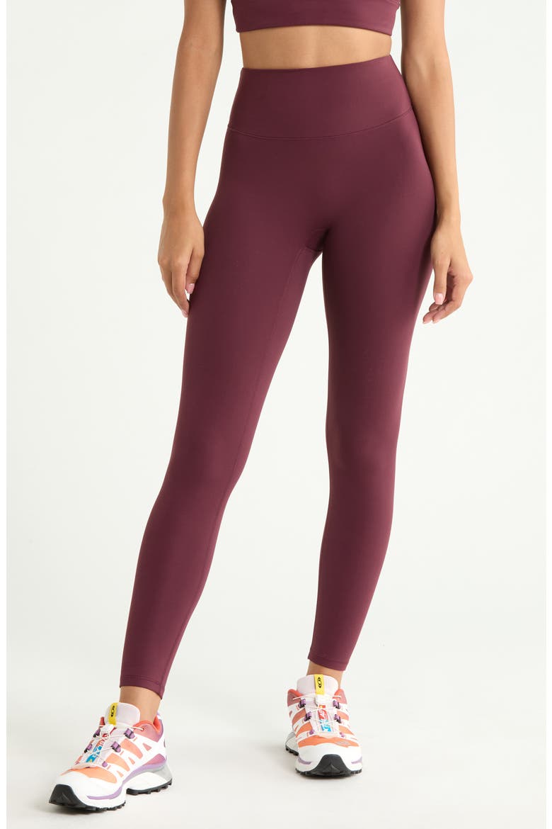 Zen High Waist Leggings, Main, color, BURGUNDY STEM